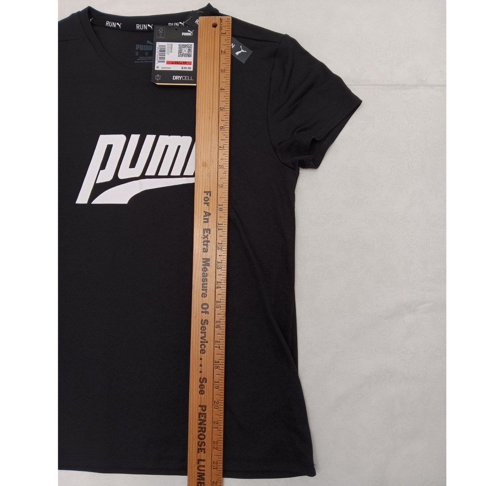 NEW Puma Run Logo SS Tee W Womens XS Black Reflective DryCell Running Shirt - Picture 9 of 12